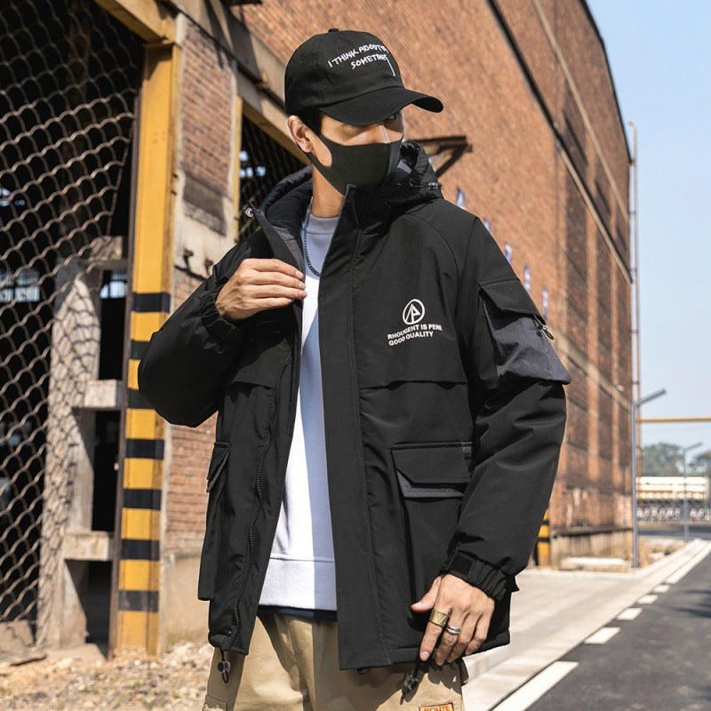 Fashion Print Hooded Cotton Jacket for Men Winter Wear Pi-Mart