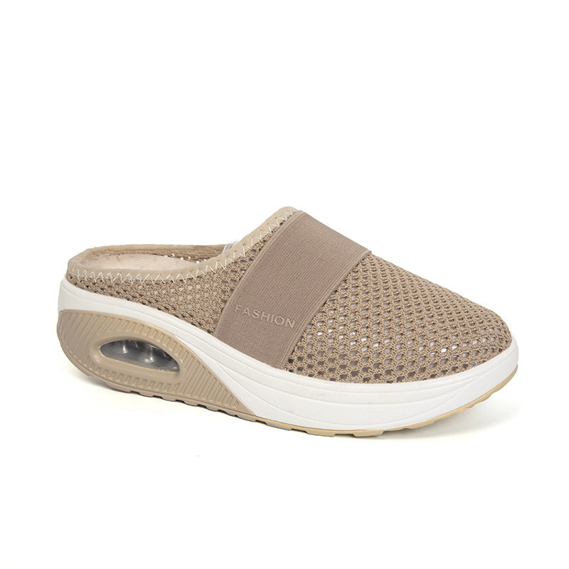 One Pedal Female Lazy Plus Size Thick Bottom Air Cushion Half Trawling Slippers LadyShow.Store