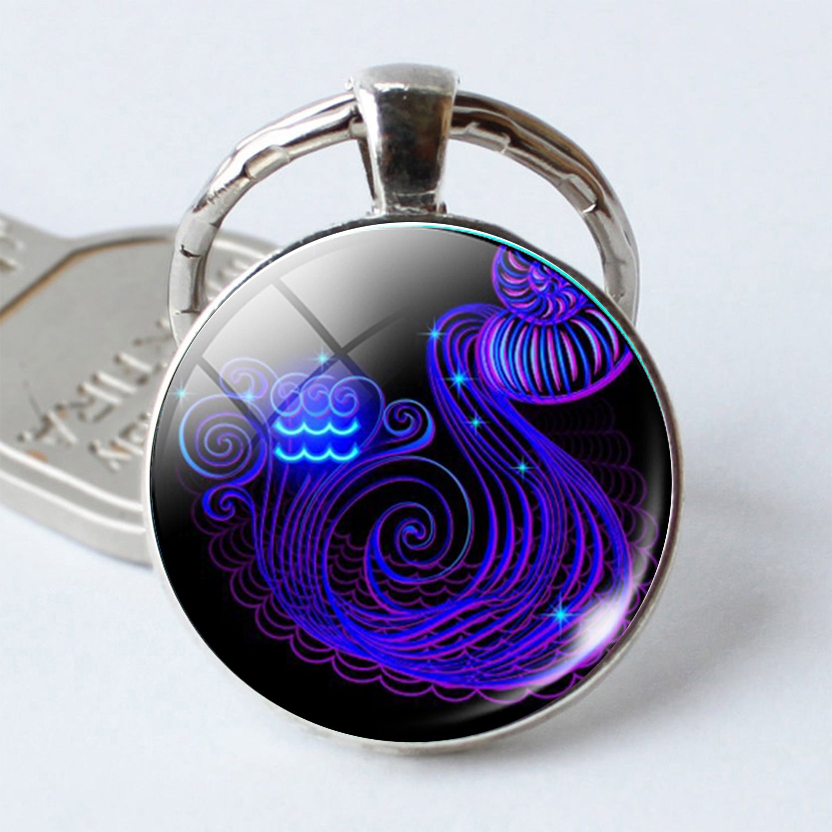 Twelve Constellation Time Stone Metal Keychains LadyShow.Store