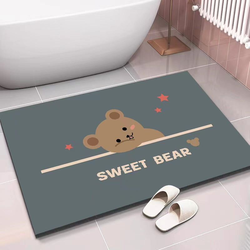 Cartoon Cute Bear Diatom Mud Soft Water Absorbent Floor Mat Anti Slip