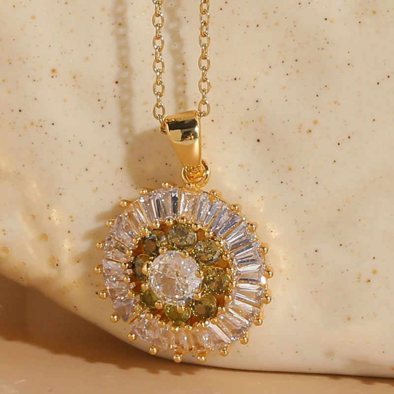 Flower Zircon Dignified Pendant Necklace CJD2