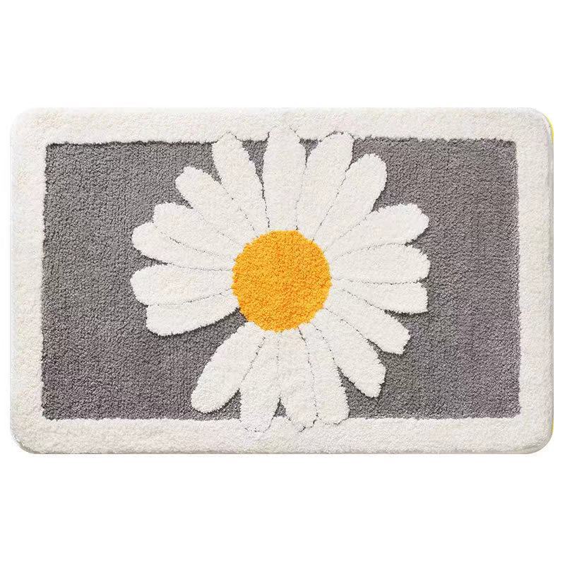 Home Bathroom Small Flower Anti-skid Foot Pad Absorbent Floor Mat