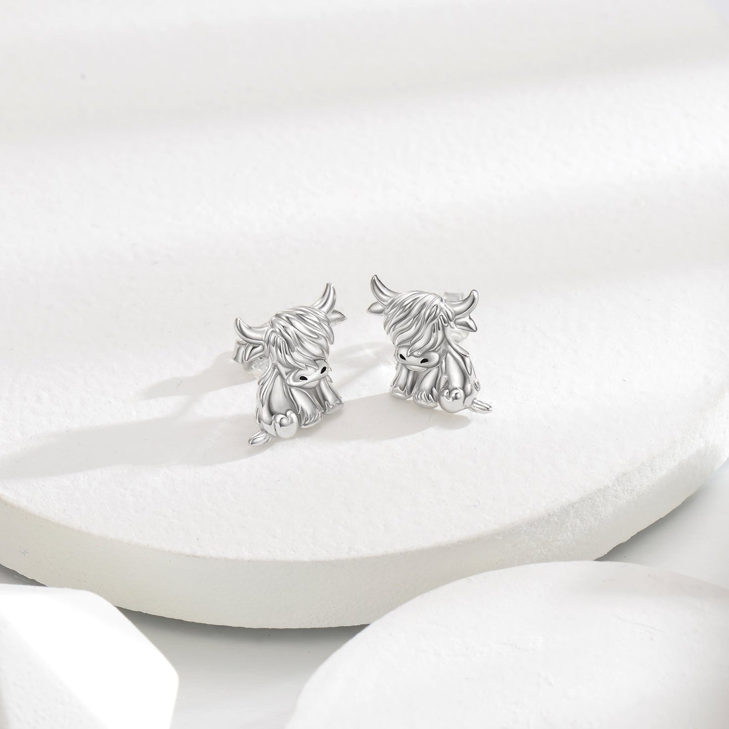 Highland Cow Earrings 925 Sterling Silver Cow Studs Earrings Highland Cow Jewelry Gifts LadyShow.Store