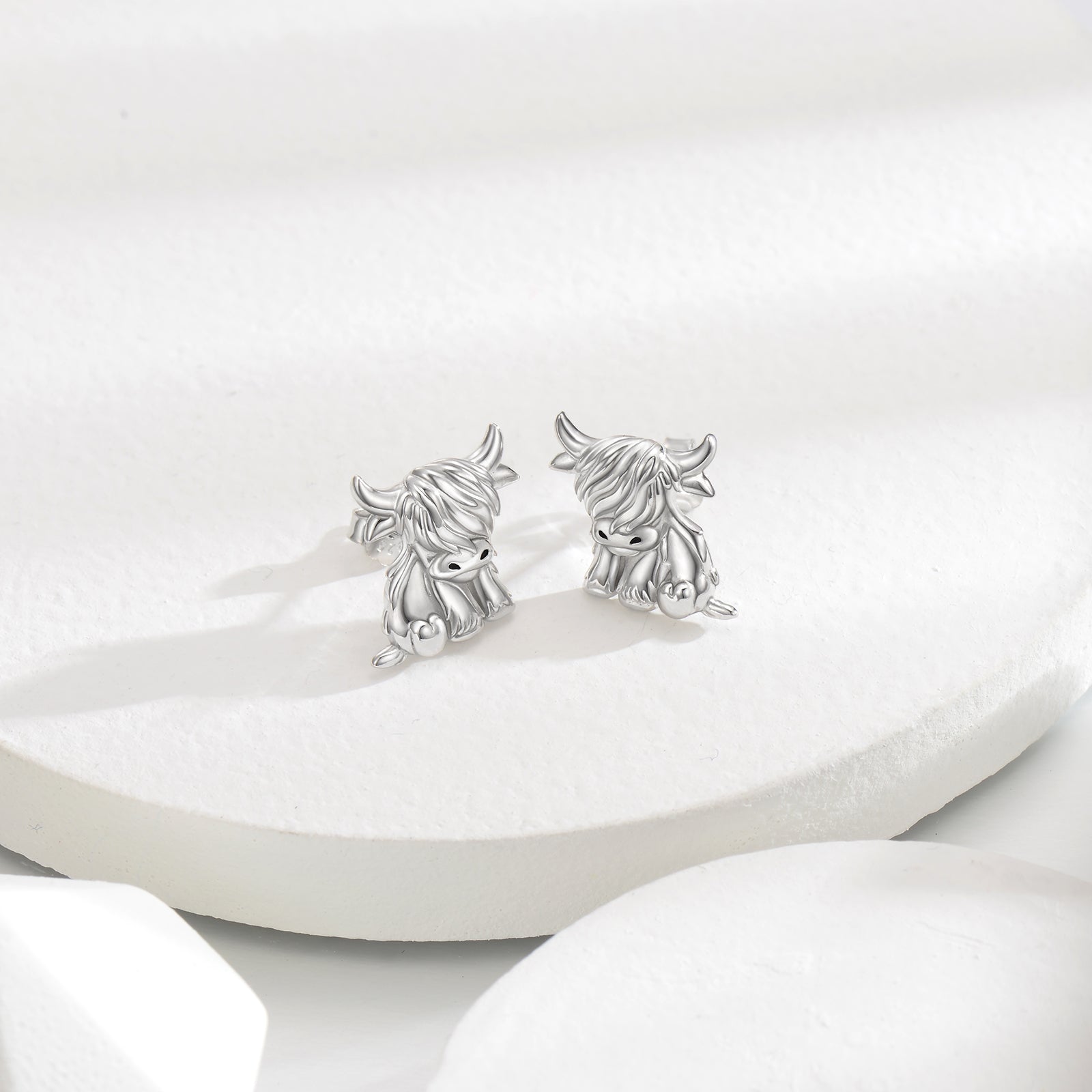 Highland Cow Earrings 925 Sterling Silver Cow Studs Earrings Highland Cow Jewelry Gifts LadyShow.Store