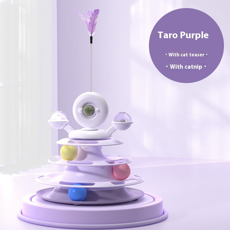 4 Levels Cat Toy Tower Turntable Roller Balls Toys Interactive Intelligence Pets Toys Training Track Puzzle Funny Games Accessories Pet Products Pets Fashion