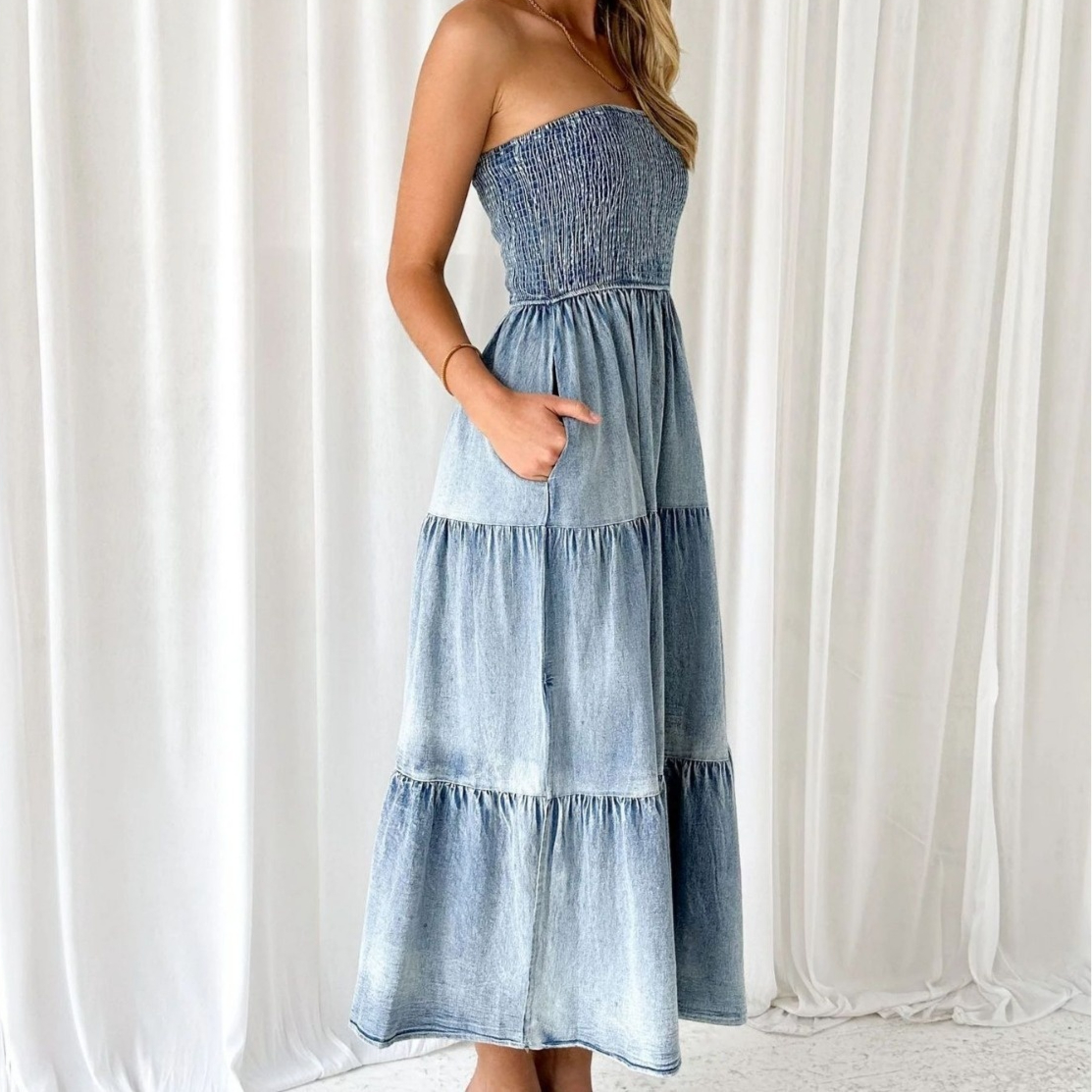 Women's Summer Denim Long Skirt Pi-Mart