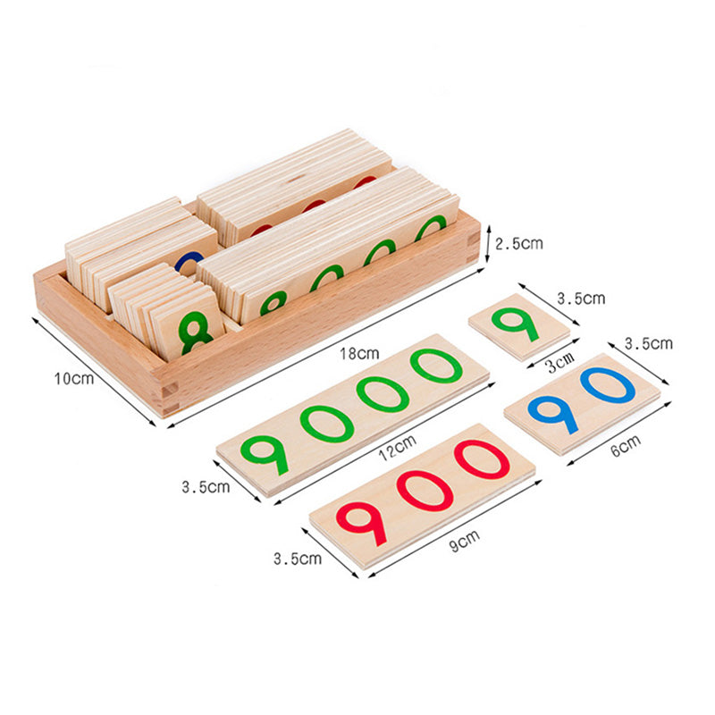 Montessori Wooden Number Cards 1-9999 for Kids Pi-Mart