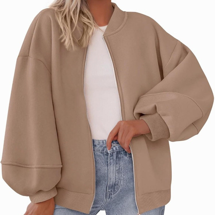 Zip Sweatshirt Jacket Casual Long Sleeve Pilot Coat LadyShow.Store