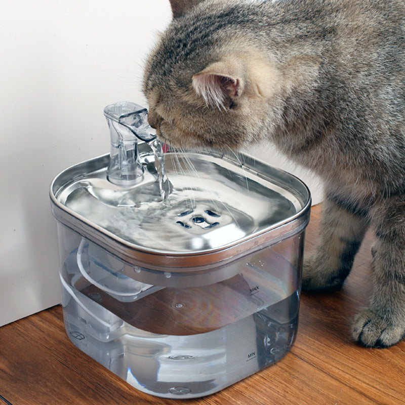 Pet Cat Dog Stainless Steel Automatic Circulation Water Dispenser Intelligent Fountain Pets Accessories Pets Fashion
