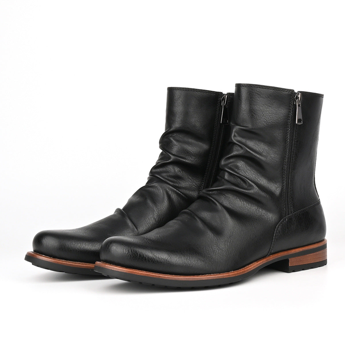 Men's Casual Versatile Solid-color Side-zip Boots Best YouTube Store