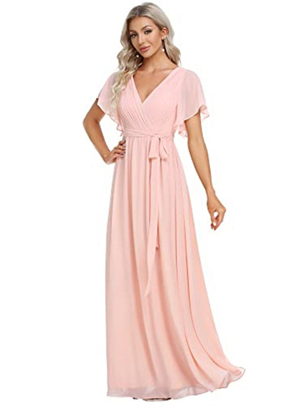 Sexy V-neck Chiffon Dress Women NorixaFashion.com