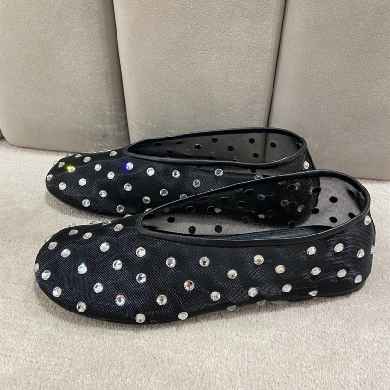 Fashionable Round Toe Rhinestone Mary Jane Shoes Women LadyShow.Store