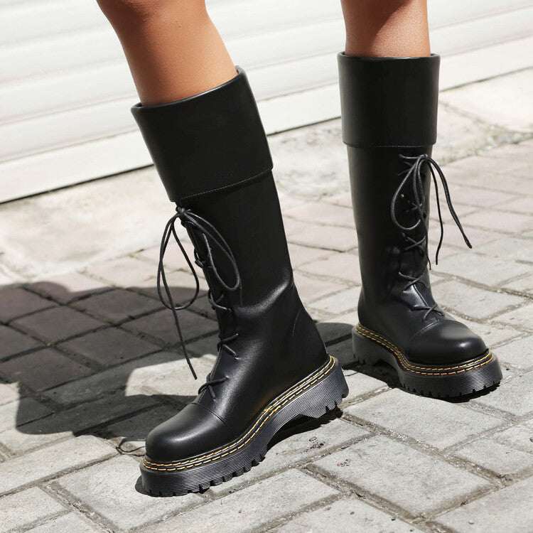 Womens High-heeled Lace-up Thigh-high Boots LadyShow.Store