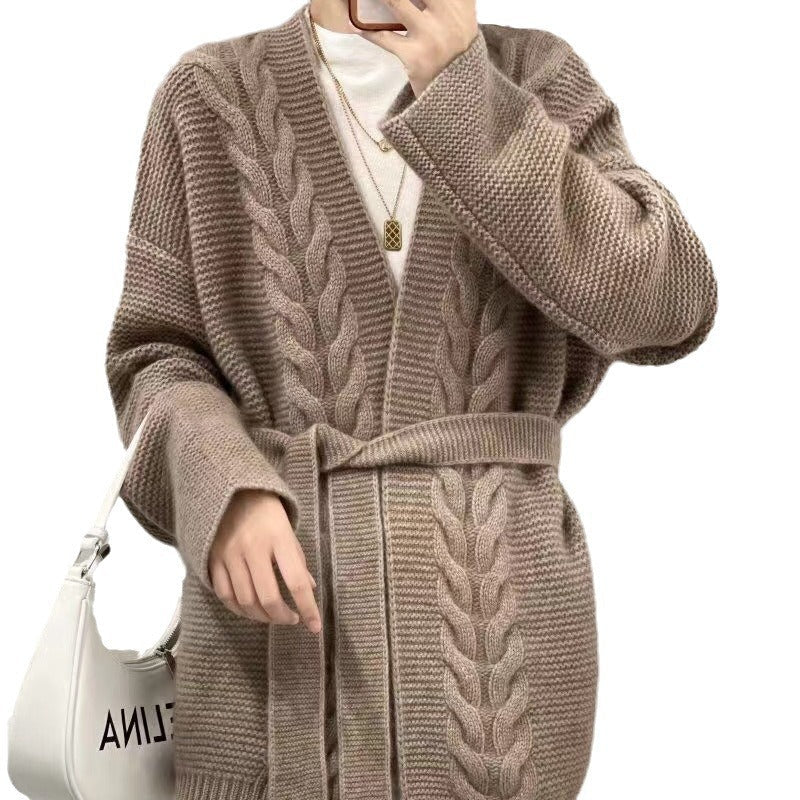 Wool Knit Cardigan For Women Mid-length Autumnwinter Style Best YouTube Store