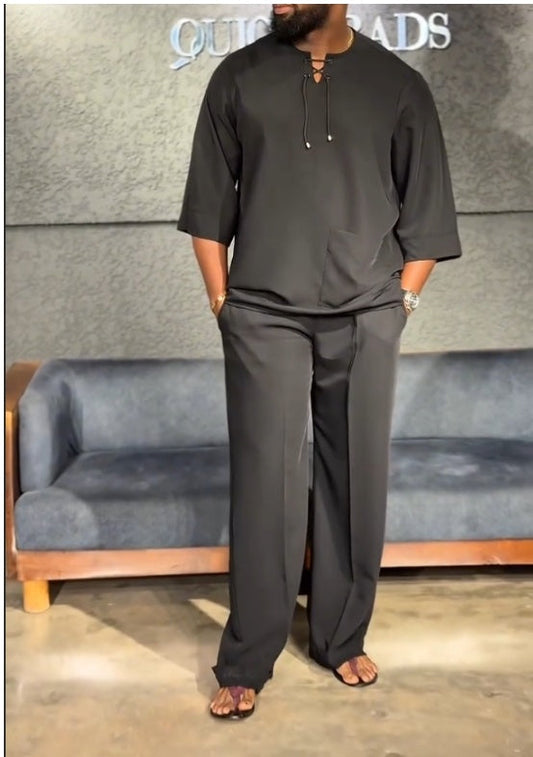 Men's Casual Shirt High Waist Pants Two Piece Suit NorixaFashion.com