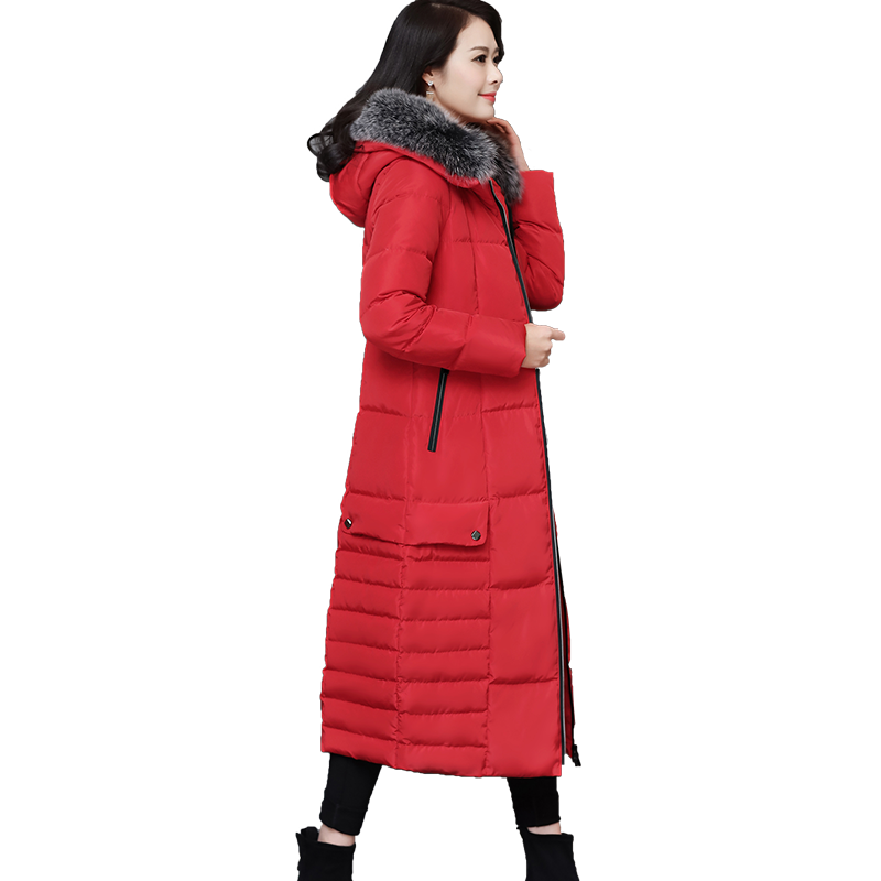Hooded Padded Jacket with Fur Collar and Color Block Pi-Mart
