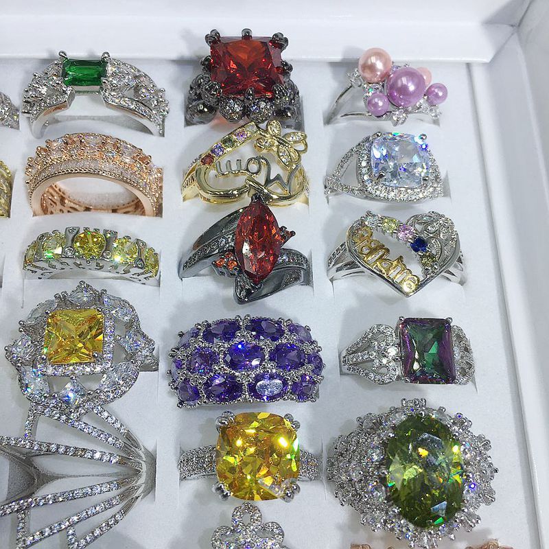 European And American Jewelry Exaggerated Fashion Micro-set Gem Ring