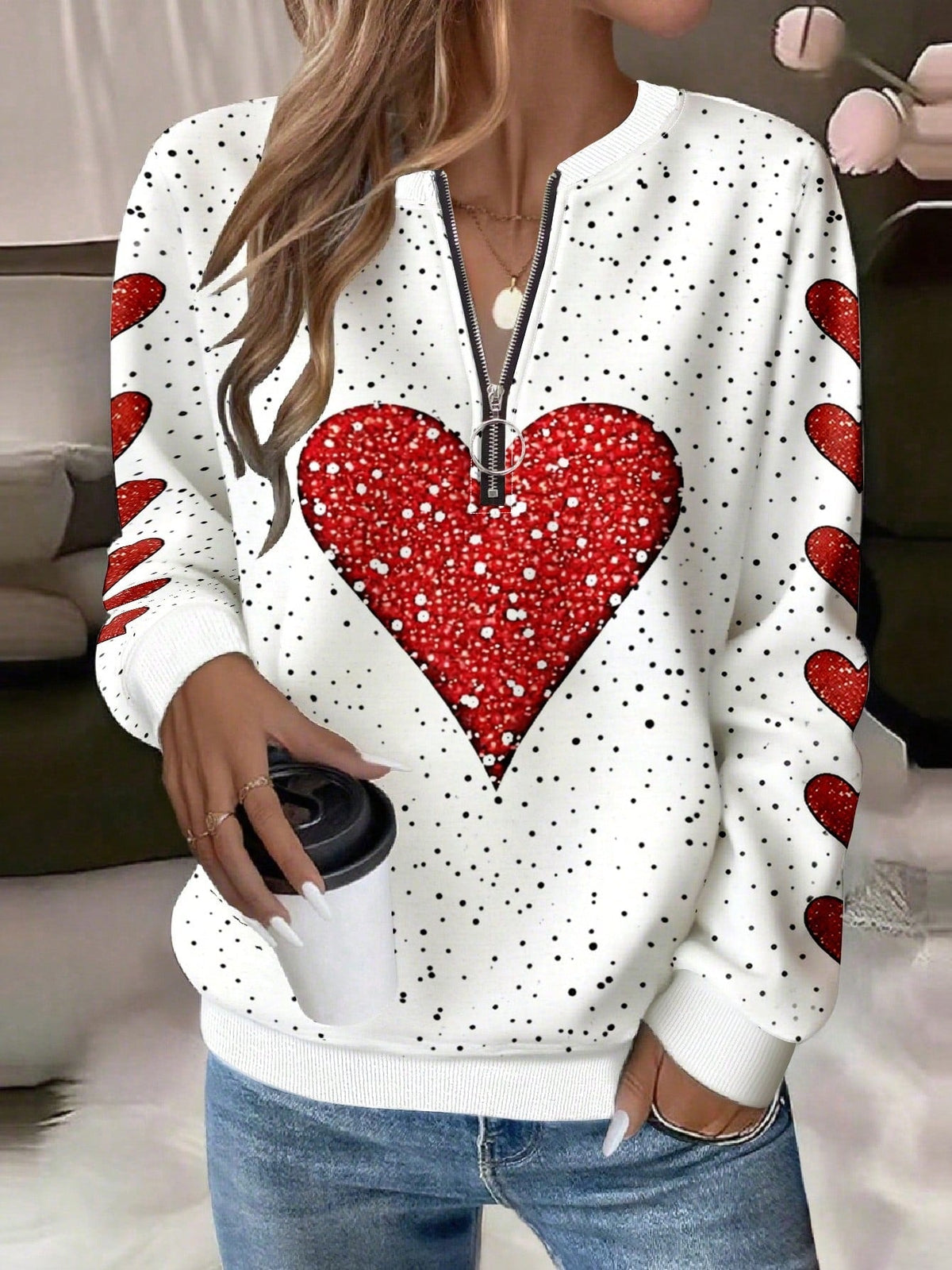 2026 Fashion European And American Trend New Loose HalfZip Casual Women's Long Sleeve Hoodie NorixaFashion.com