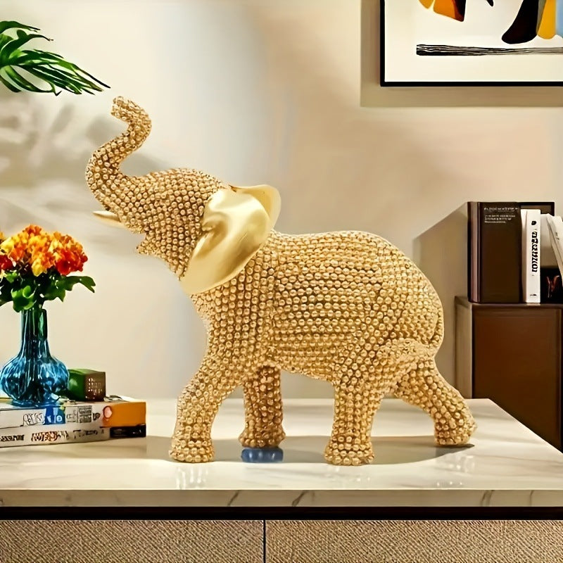 Golden Shiny Mini Elephant Sculpture Modern Minimalist PearlNestDecor.com