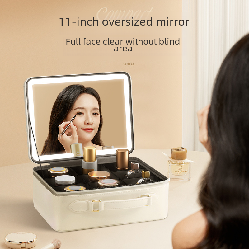 Portable LED Makeup Mirror with Storage for Girls LadyShow.Store