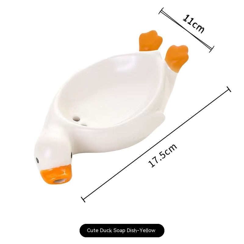Small Yellow Duck Creative Ceramic Drain Soap Box