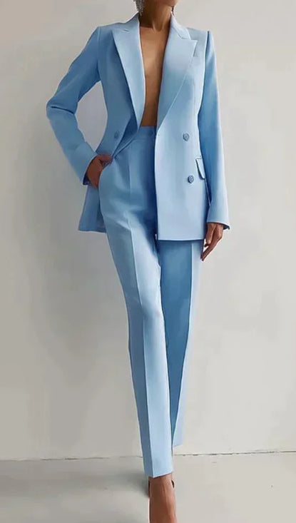 Casual Suits Fashion Long Sleeve Single-breasted Jacket Top And Slim Fit Trousers Women's Business Suits NorixaFashion.com