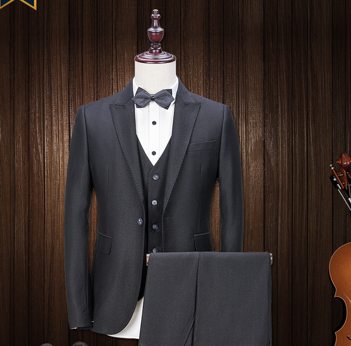 Men's Slim Fit Black Suit Jacket for Business and Weddings Pi-Mart