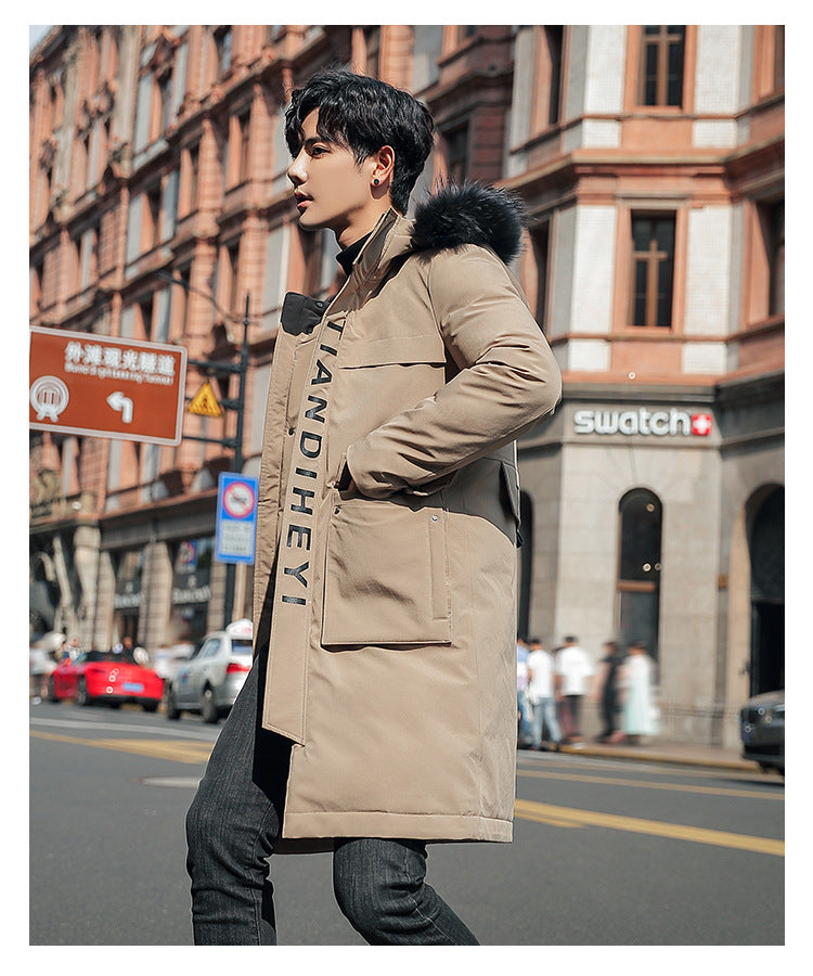 2019 Winter Stylish Long Hooded Cotton Jacket for Men Pi-Mart