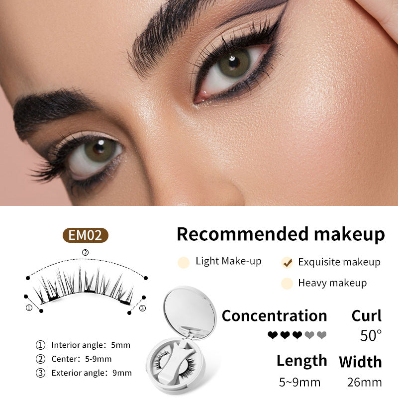 Magnetic False Eyelashes Integrated Storage Box Glue-free Magnet False Eyelashes Natural Makeup Tools With Applicater LadyShow.Store