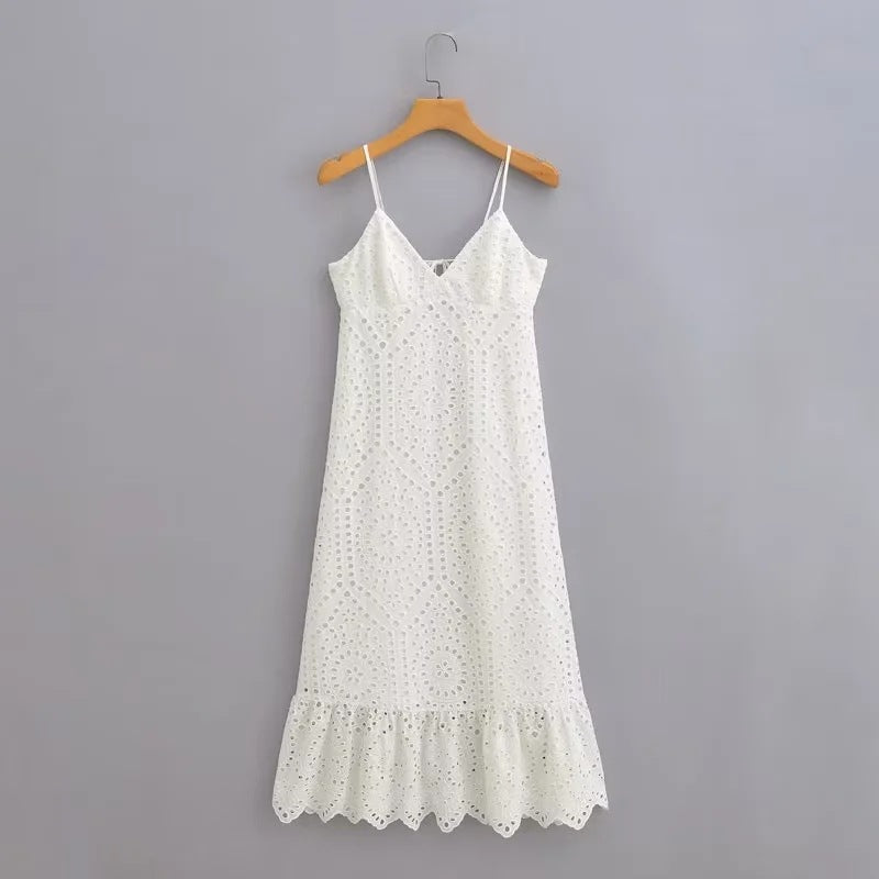 All-matching Hollow Embroidery Dress Women NorixaFashion.com