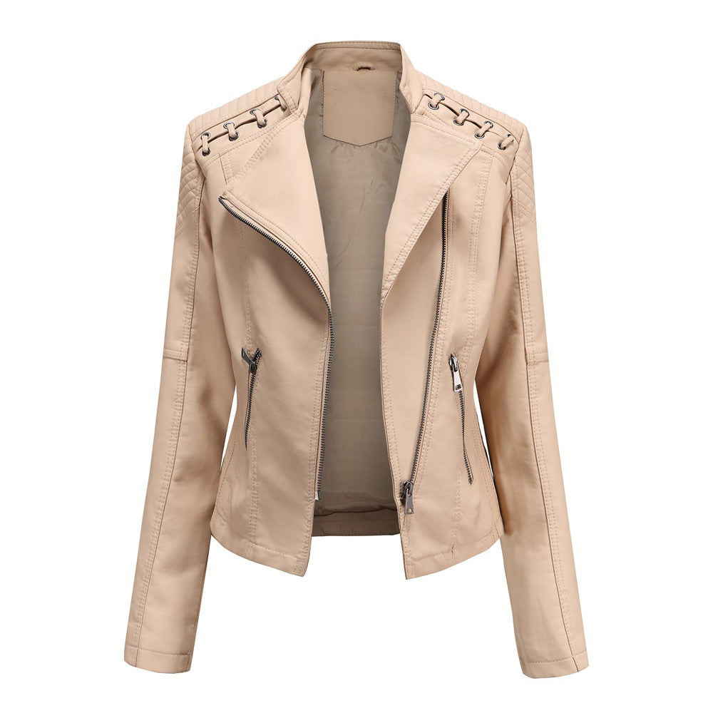 Slim Fit Thin Leather Coat Women's Motorcycle Clothing Best YouTube Store