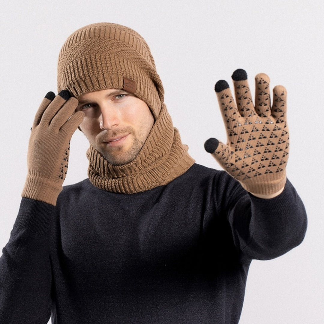 Winter Fleece-lined Warm Hat Scarf Gloves Three-piece Set LadyShow.Store