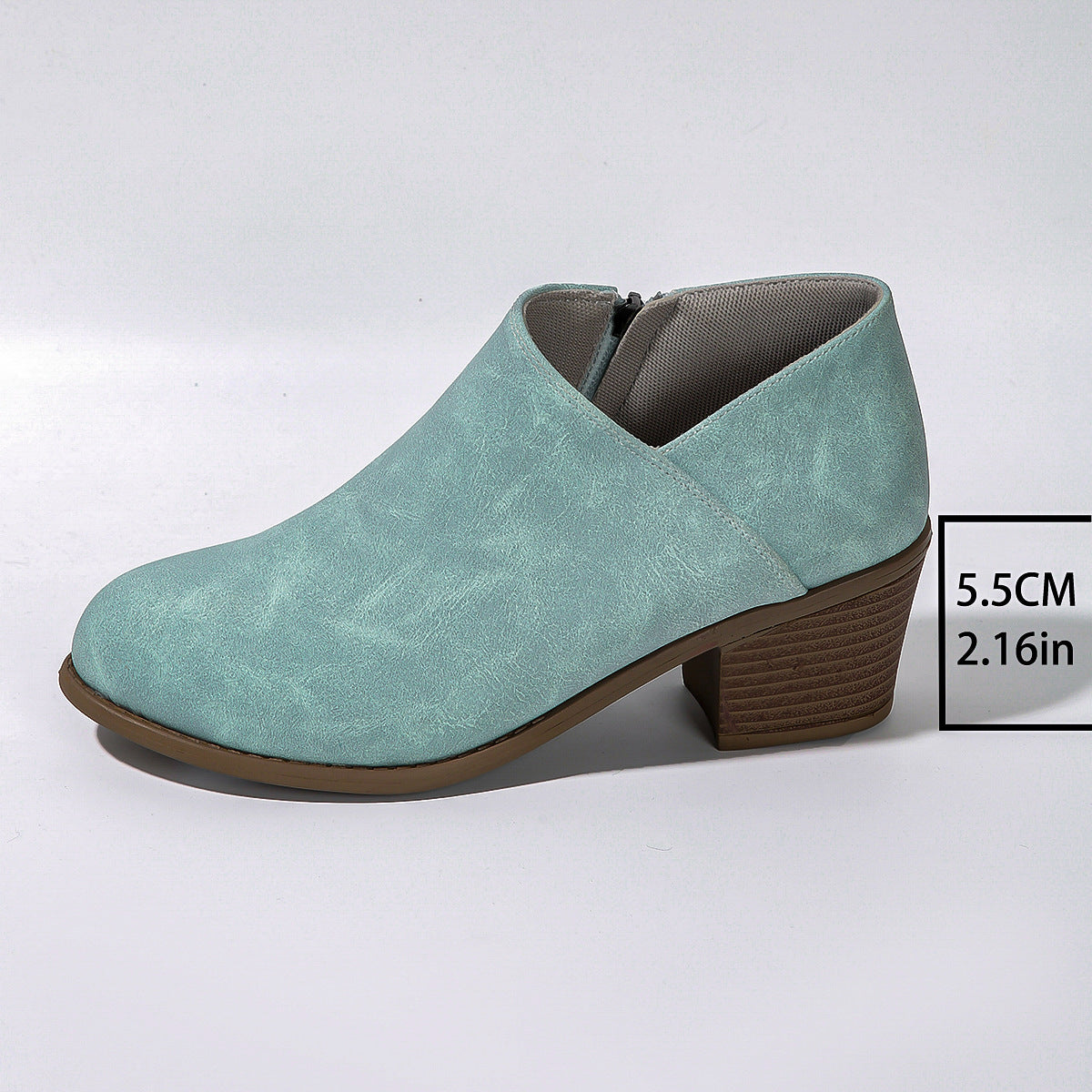 Chunky Heel Round Toe Ankle Boots With Side Zipper Design Fashion Fall Winter Short Boots For Women Shoes CJD