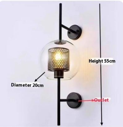 Living Room Wall Lamp Retro Creative Corridor Aisle Glass Ball Wall Lamp PearlNestDecor.com