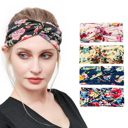 Sweat-absorbent And Anti-perspirant Bundled Headband With Wide-brimmed Print Headband LadyShow.Store