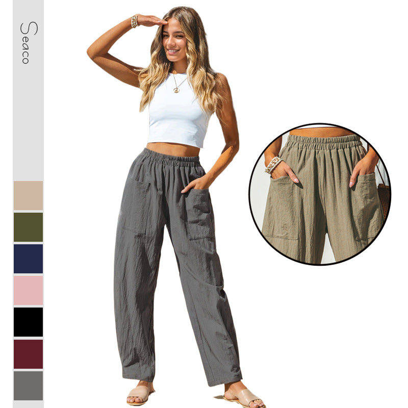 Women's Cotton And Linen Casual Pants Vacation Style NorixaFashion.com