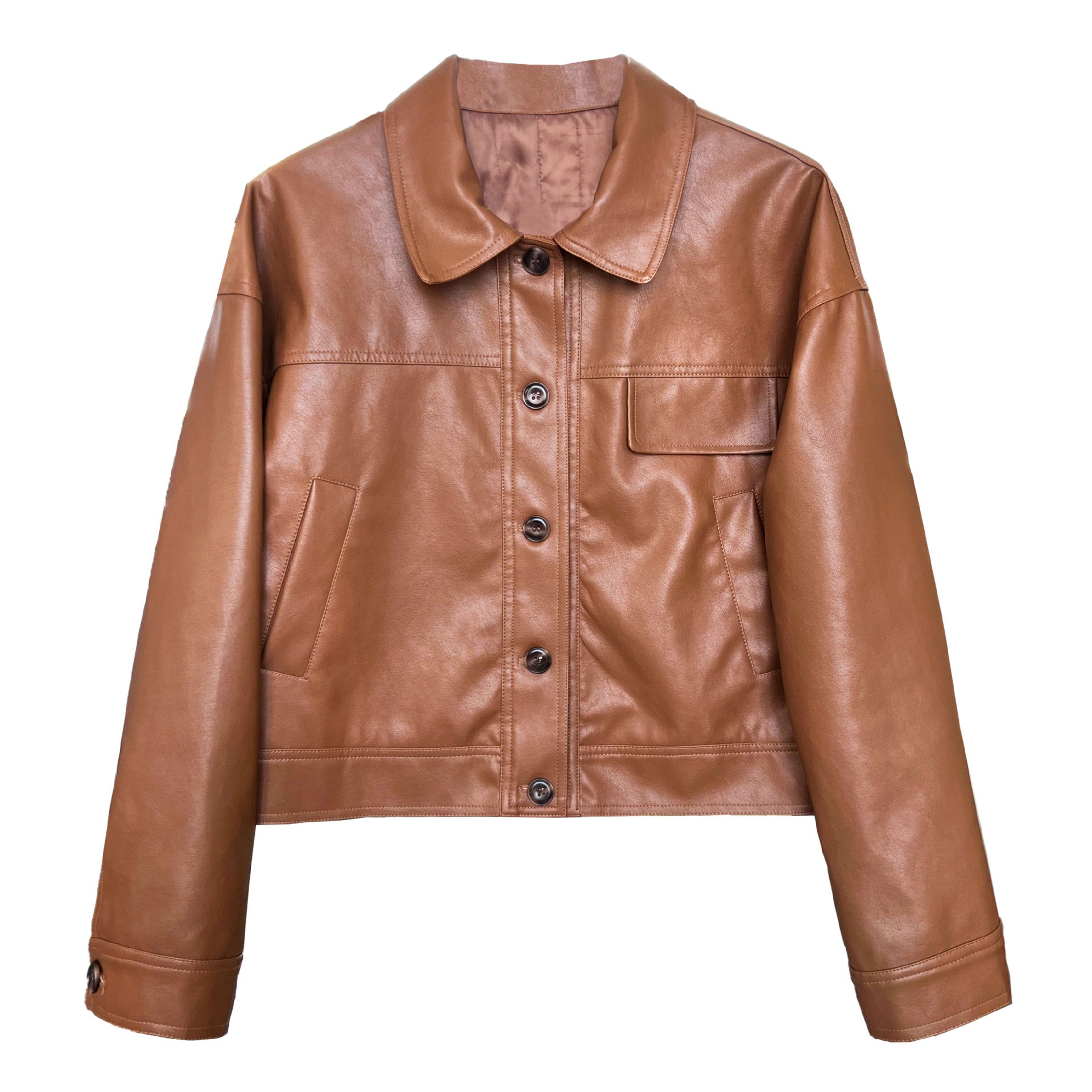 Women's Fall Lapels Motorcycle Short Jacket LadyShow.Store