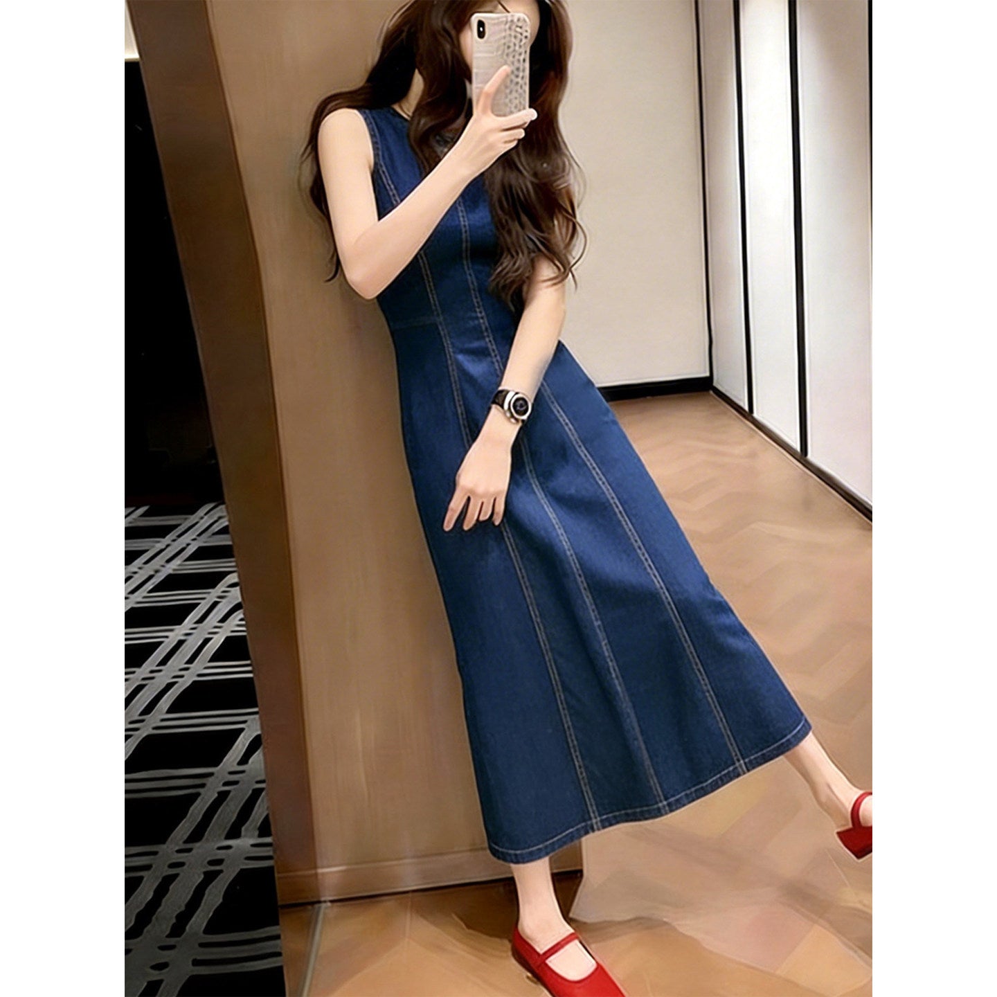 Hepburn-style Denim Dress For Women NorixaFashion.com