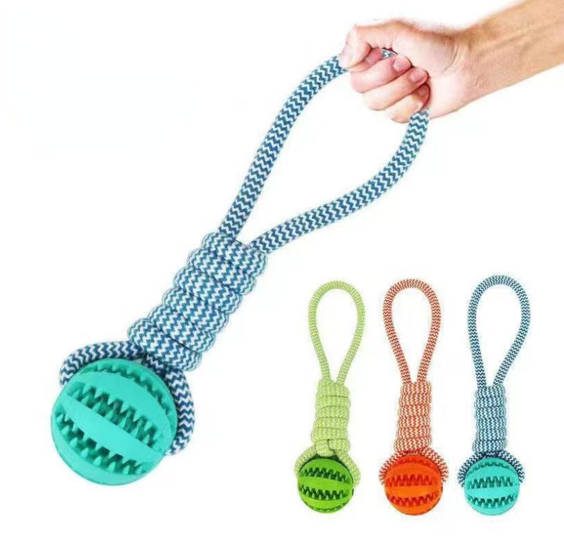 Dog Toys Treat Balls Interactive Hemp Rope Rubber Leaking Balls For Small Dogs Chewing Bite Resistant Toys Pet Tooth Cleaning Bite Resistant Toy Ball For Pet Dogs Puppy Pets Fashion