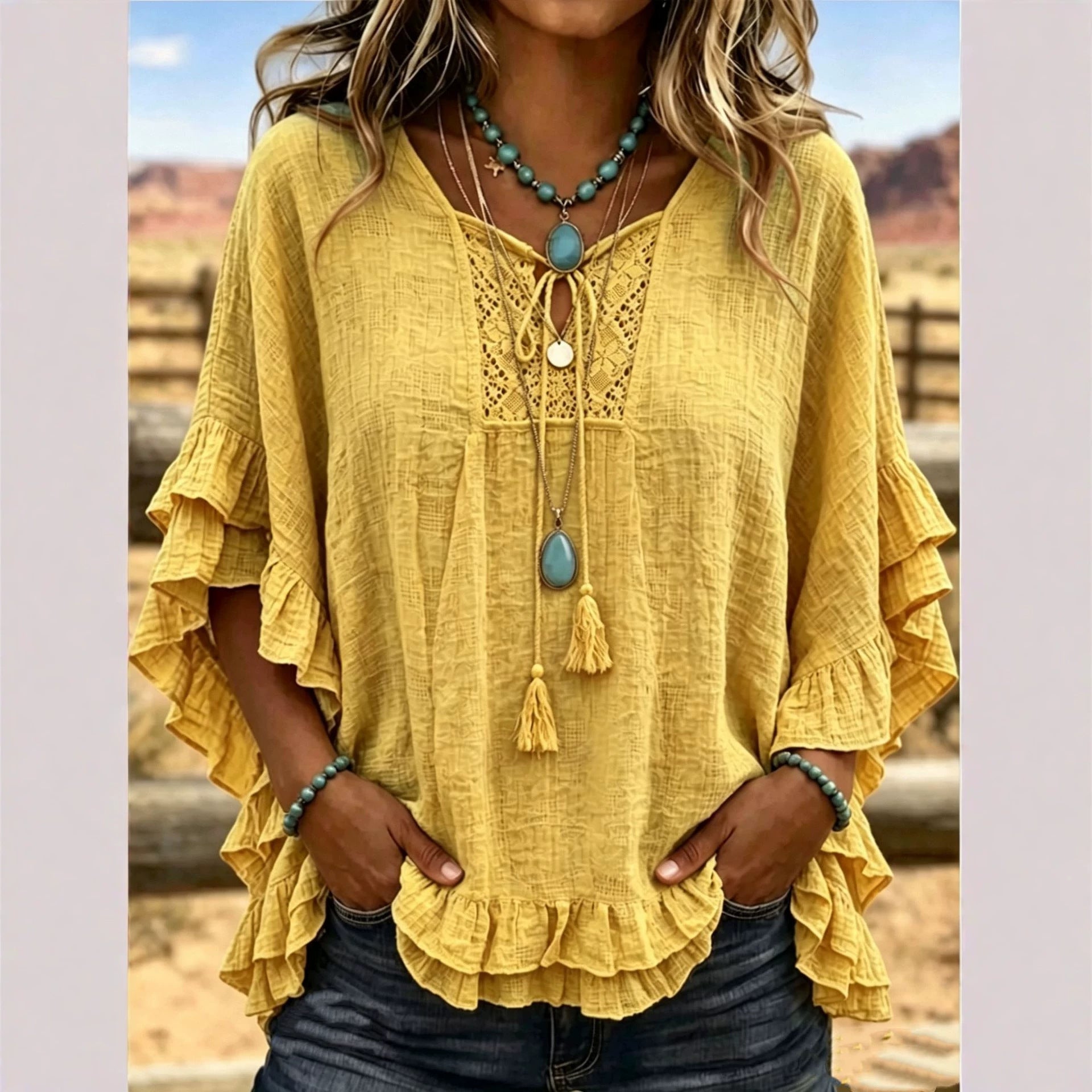 Seasonal European And American Cross-border V-neck Top NorixaFashion.com