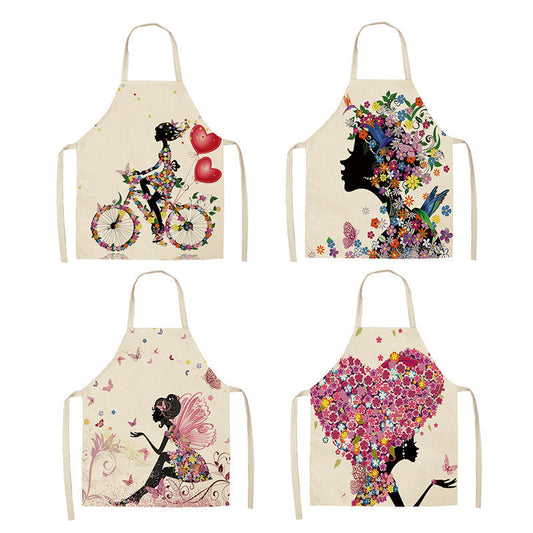 Apron Christmas Valentine's Day Linen Printing Home Kitchen Waterproof Thickened Graphic Customization Cross-border Apron PearlNestDecor.com