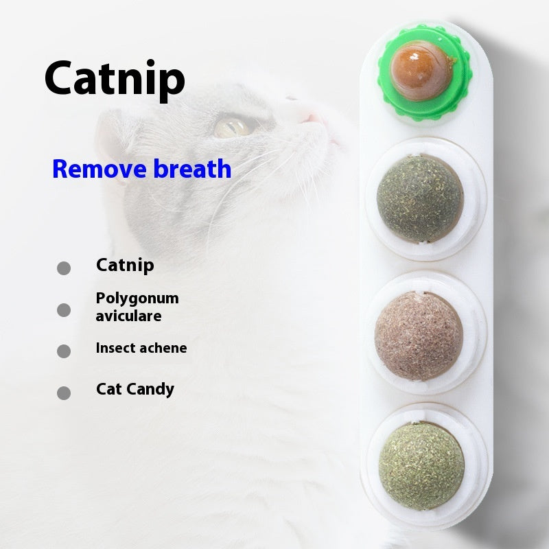 4 In 1 Rotating Catnip Silver Vine Ball Teeth Cleaning Acne Prevention Digestive Health Wall Stick On Toy Edible Safe Material Pets Fashion