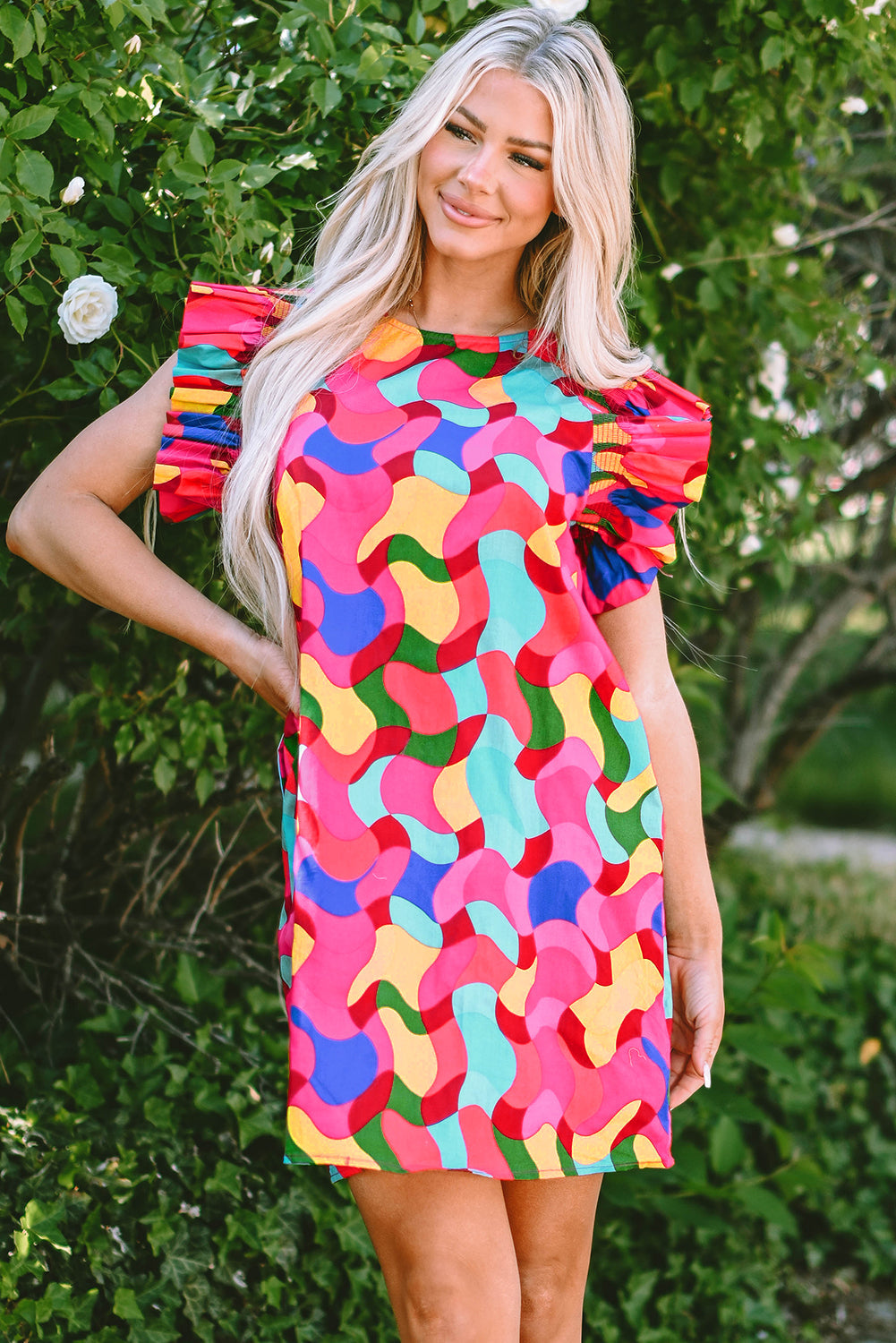 Amaia Ruffle Sleeve Shift Dress LuxuryLifeWay Online Store