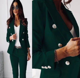 New All-matching Casual Suit Lapel Button-down Jacket And Slim-fit Trousers For Women's Office Business Set Clothing NorixaFashion.com
