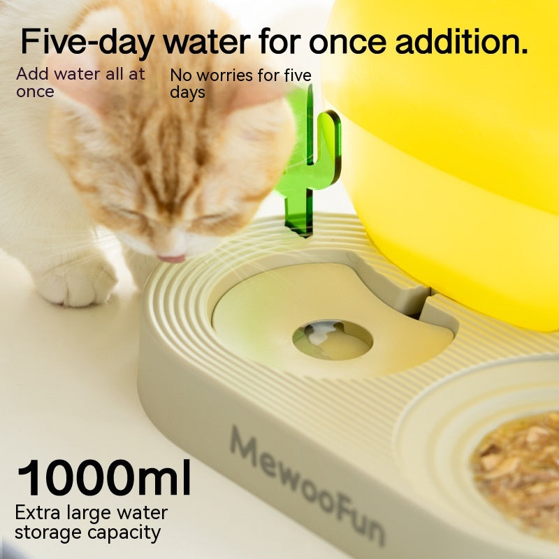 Cat Plastic Drinking Water Rice Basin Double Bowl Pets Fashion