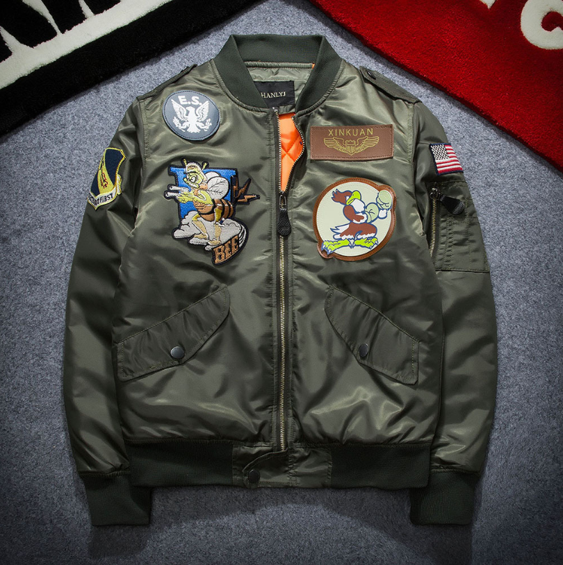 Embroidered Pilot Jacket with Badges - Hip Hop Couples’ Wear Pi-Mart