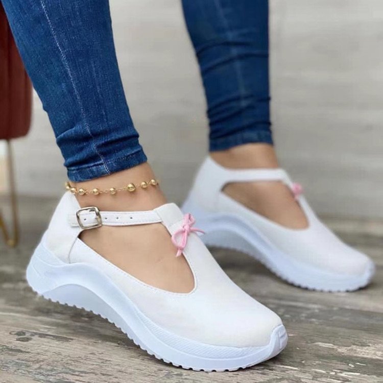New Platform Buckle Fringe Solid Color Suede Casual Sneakers LadyShow.Store
