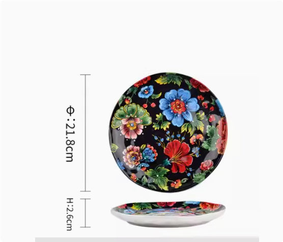 Underglaze Ceramic Tableware Bohemian Household Dishes LadyShow.Store