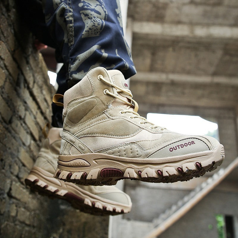Mountaineering Work Shoes High-Top Lace-Up Mid-Tube Martin Boots LadyShow.Store