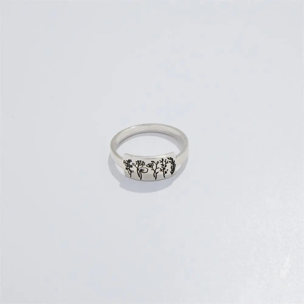 S925 Birth Flower Plant Nature Ring for Flower Lover as Gifts for Women LadyShow.Store